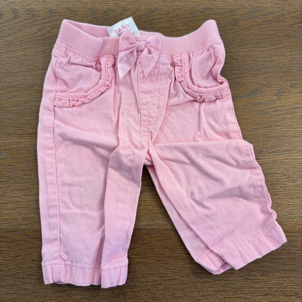 Pink Baby Pants with Bow Detail